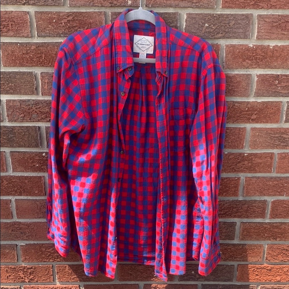 Red and Blue Men's Flannel Shirt